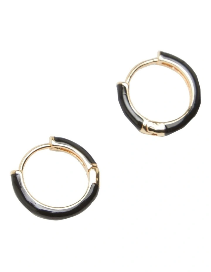 Luna Black Mini Hoop in Black/Gold image 2