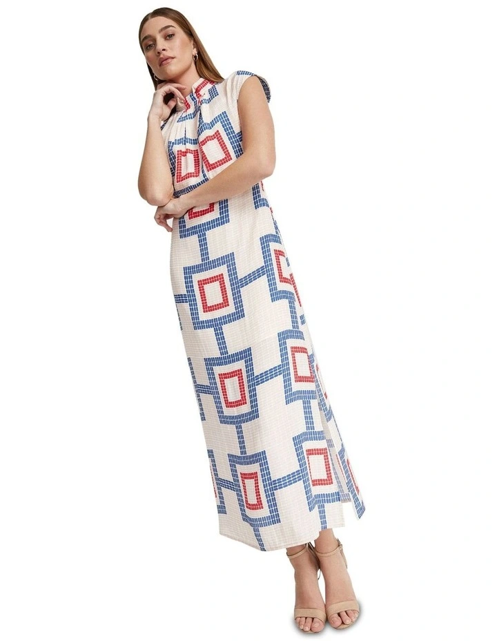 Ingrid Geo Print Dress in Multi image 4