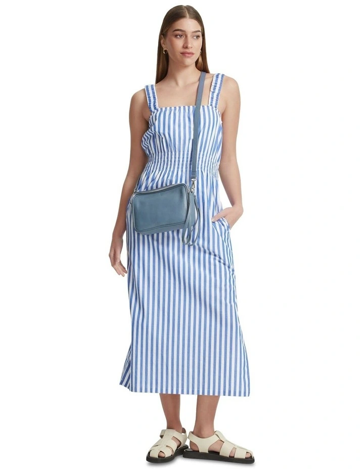 Gigi Striped Cotton Dress in Blue image 1