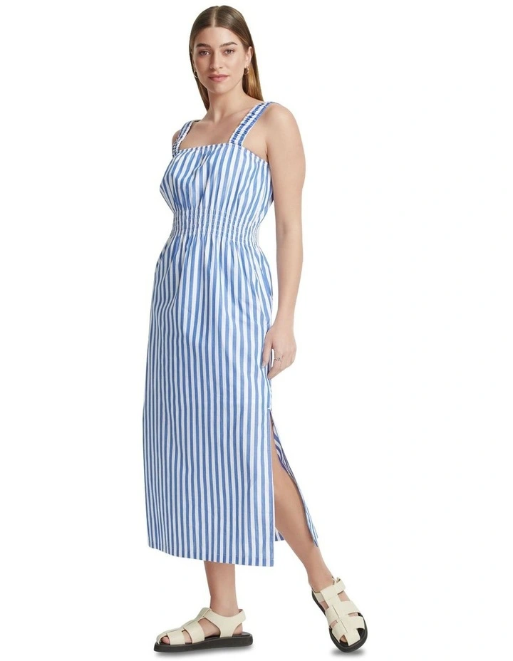 Gigi Striped Cotton Dress in Blue image 2