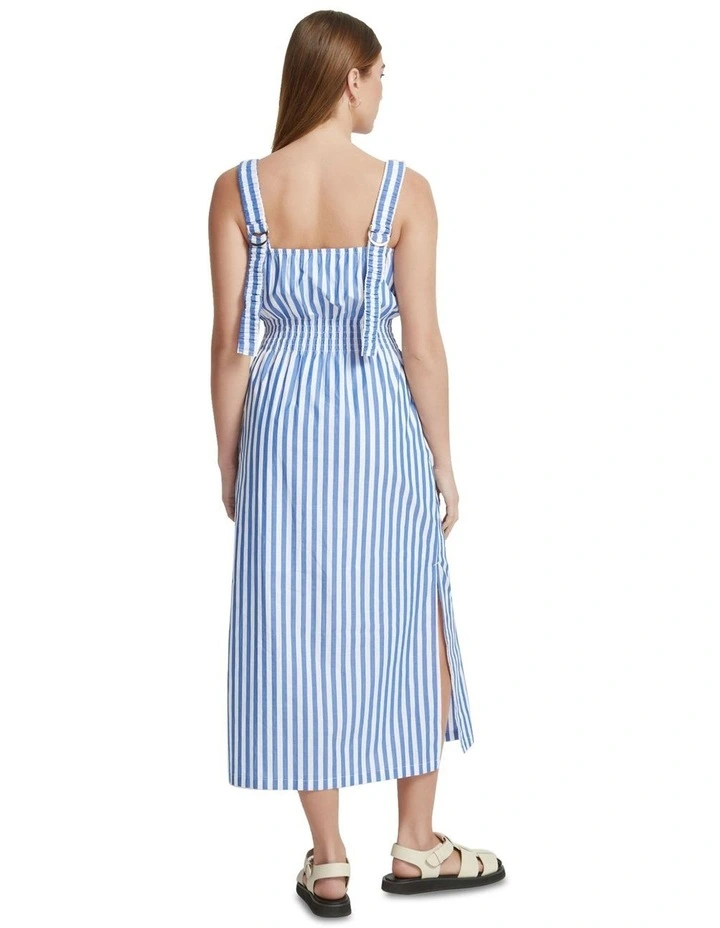 Gigi Striped Cotton Dress in Blue image 3
