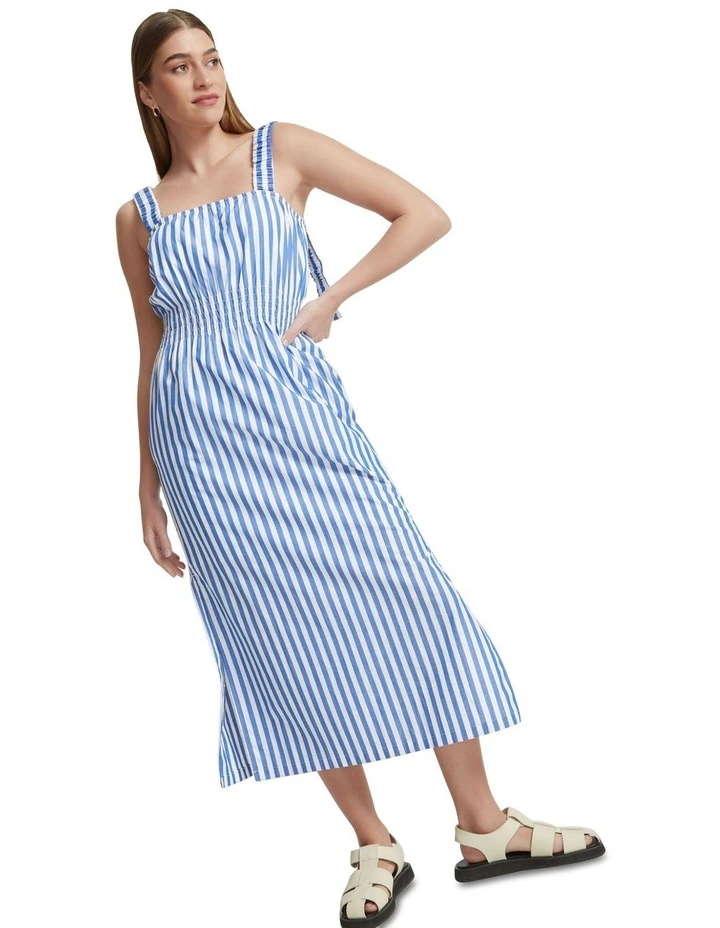 Gigi Striped Cotton Dress in Blue image 4