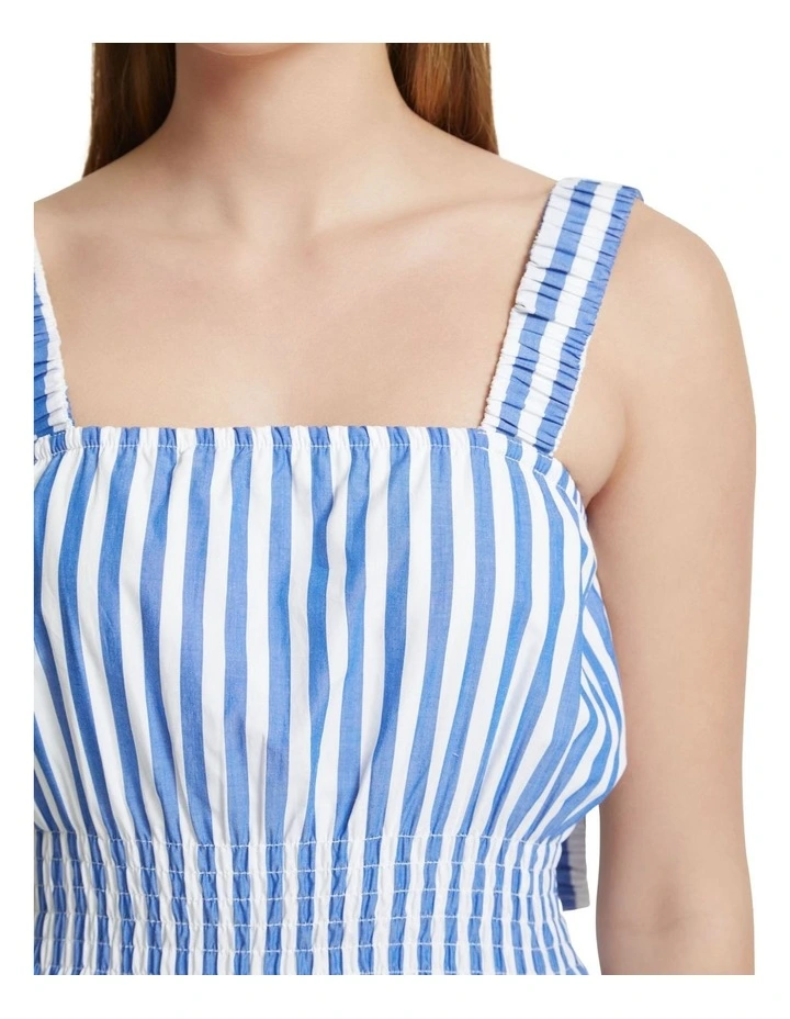 Gigi Striped Cotton Dress in Blue image 6