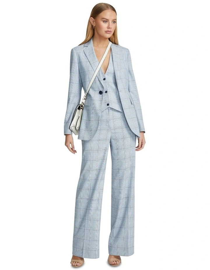 Ebony Eco Checked Suit Jacket in Blue image 1