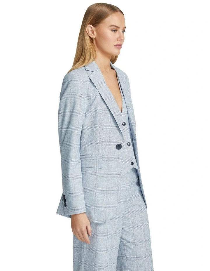 Ebony Eco Checked Suit Jacket in Blue image 2