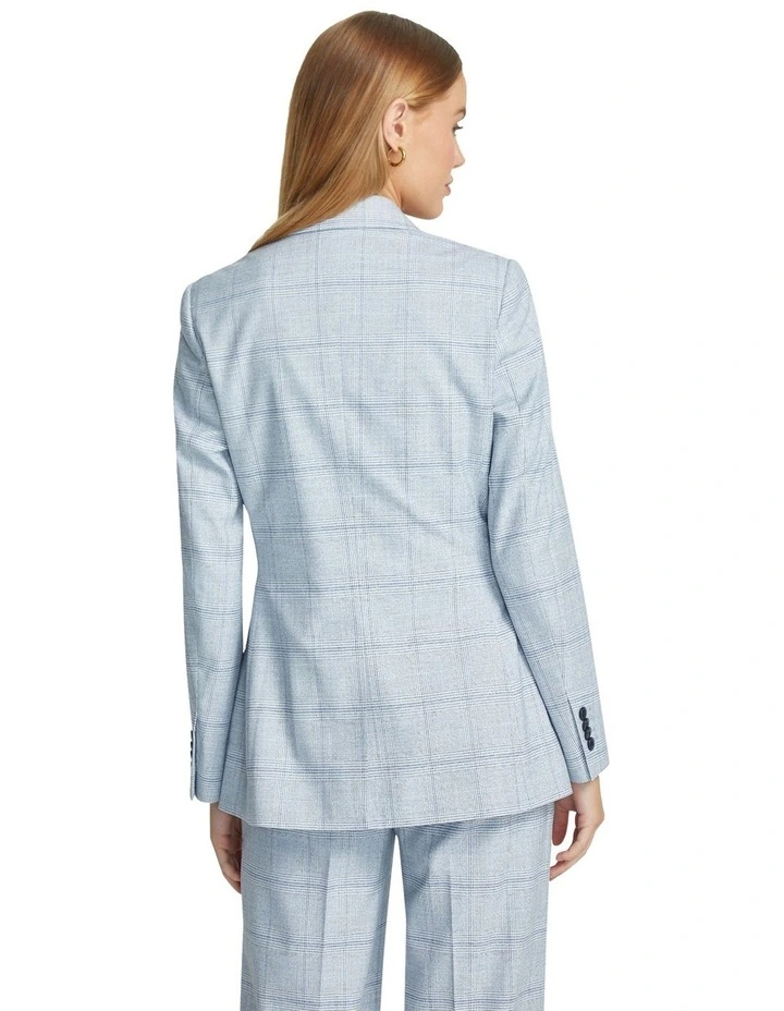 Ebony Eco Checked Suit Jacket in Blue image 3