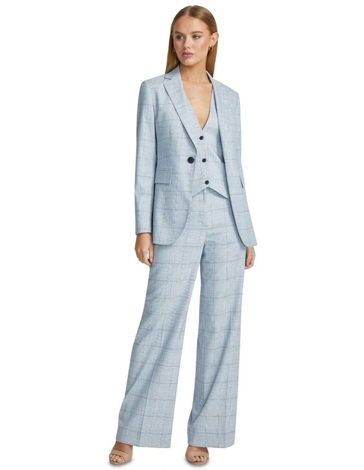 Ebony Eco Checked Suit Jacket in Blue image 5