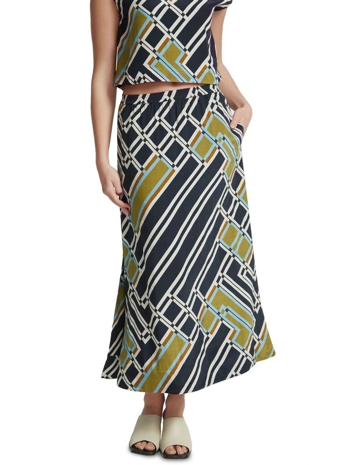 Brooke Printed Skirt in Black image 1