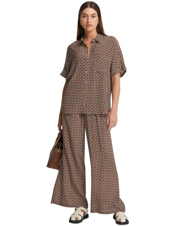 Jasmine Zigzag Short Sleeve Shirt in Chocolate/Ivory image 1