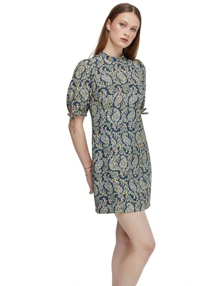 Rhapsody Paisley Mini Dress in Petrol Blue image 2