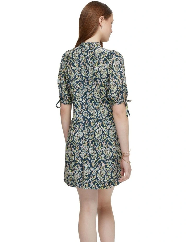 Rhapsody Paisley Mini Dress in Petrol Blue image 3
