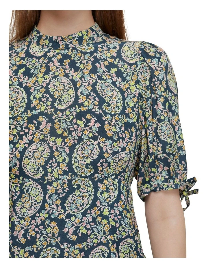 Rhapsody Paisley Mini Dress in Petrol Blue image 6