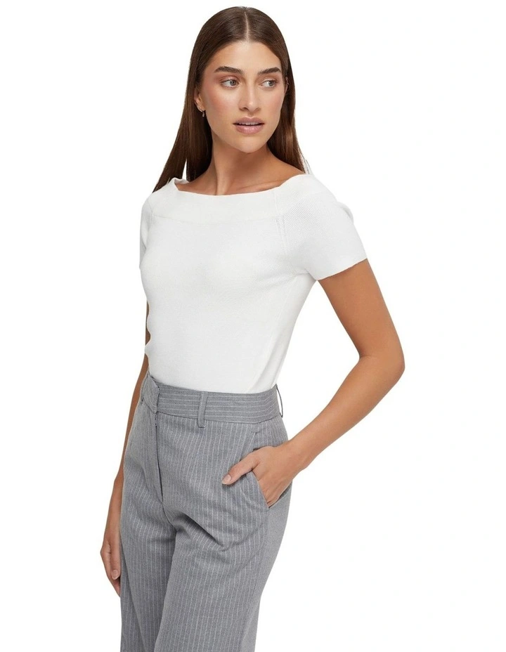 Ciara Off Shoulder Knit Top in Ivory image 2
