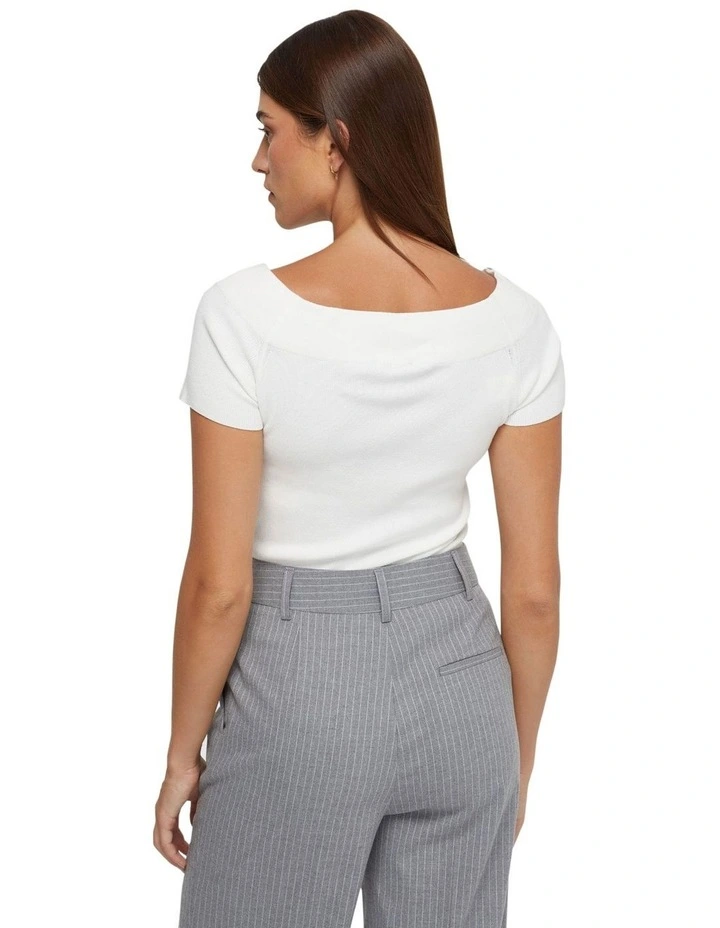 Ciara Off Shoulder Knit Top in Ivory image 3