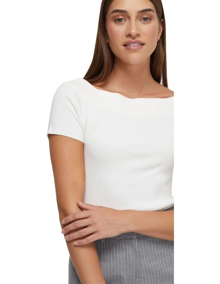 Ciara Off Shoulder Knit Top in Ivory image 4