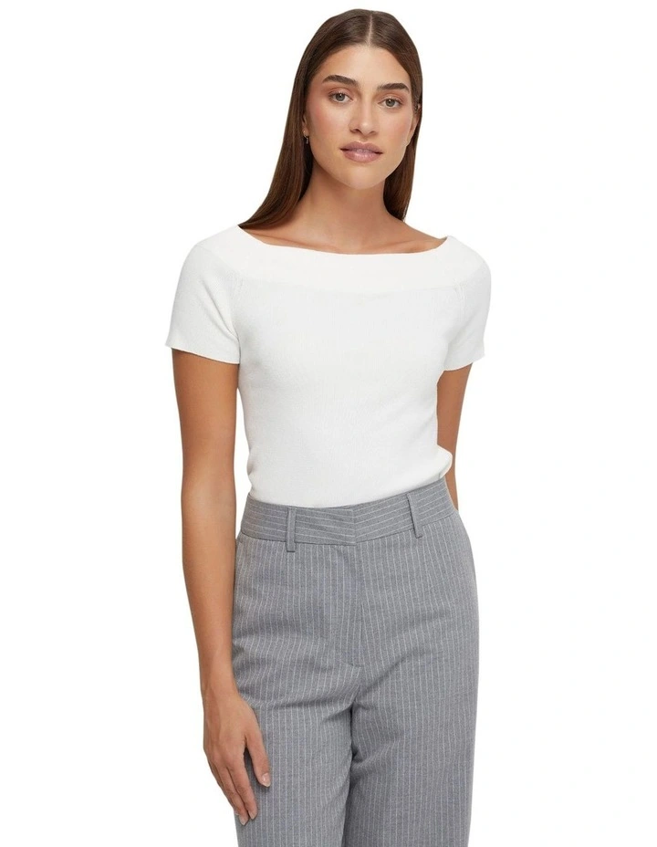 Ciara Off Shoulder Knit Top in Ivory image 5