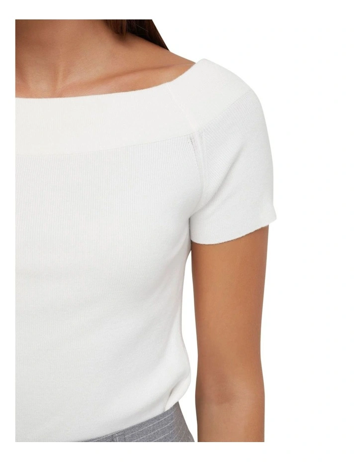 Ciara Off Shoulder Knit Top in Ivory image 6