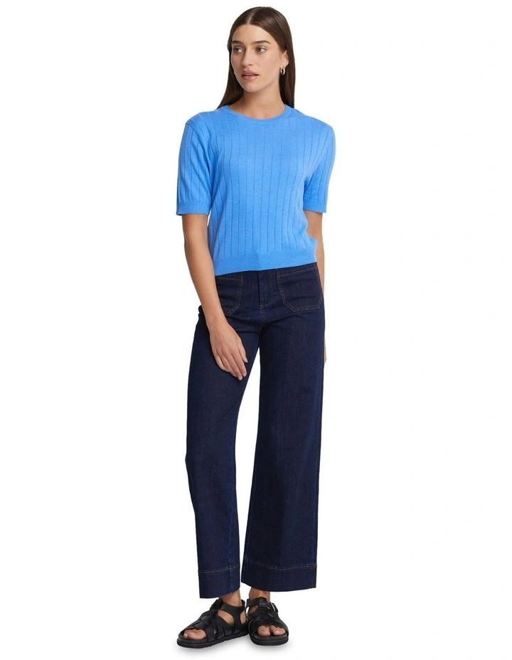 Monica Rib Knit Top in Blue image 1