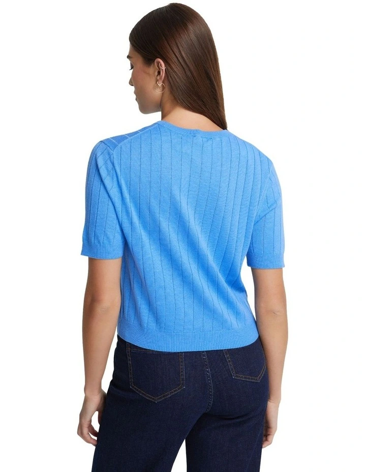 Monica Rib Knit Top in Blue image 3