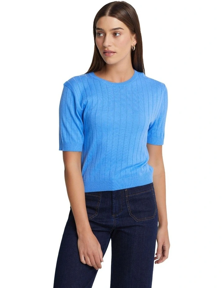 Monica Rib Knit Top in Blue image 5