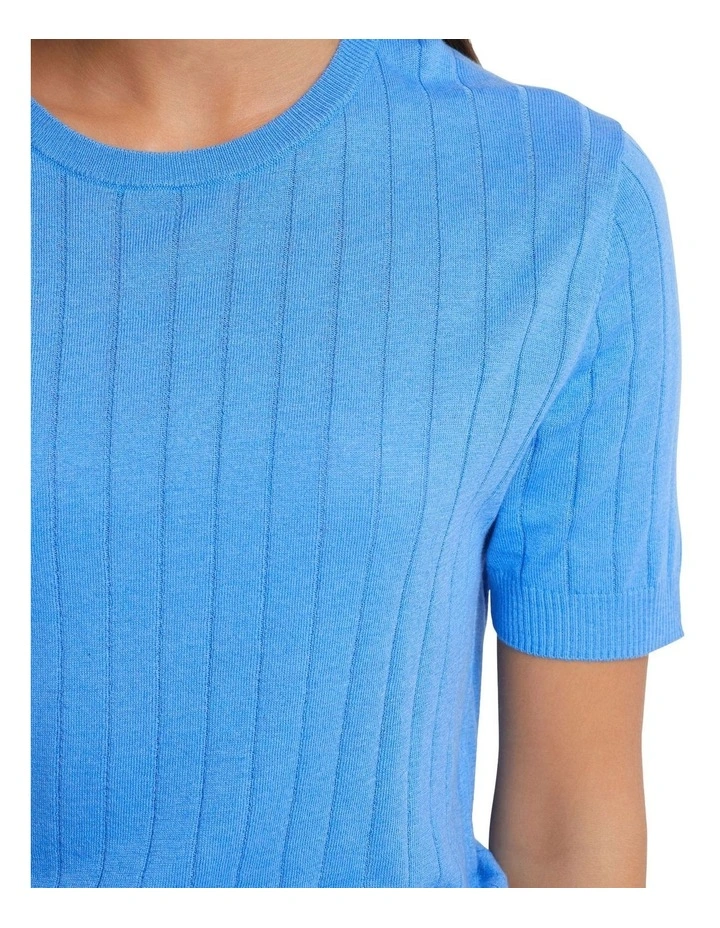 Monica Rib Knit Top in Blue image 6