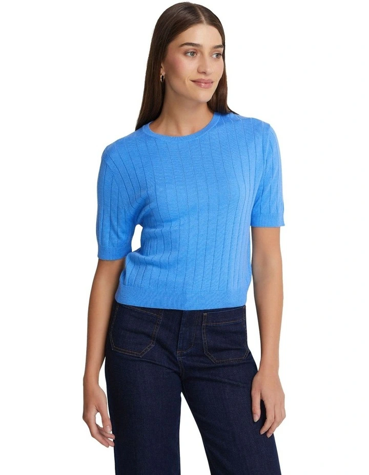 Monica Rib Knit Top in Blue image 7