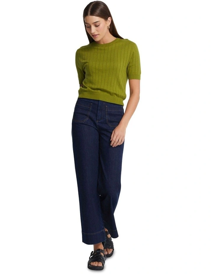 Monica Rib Knit Top in Olive image 1
