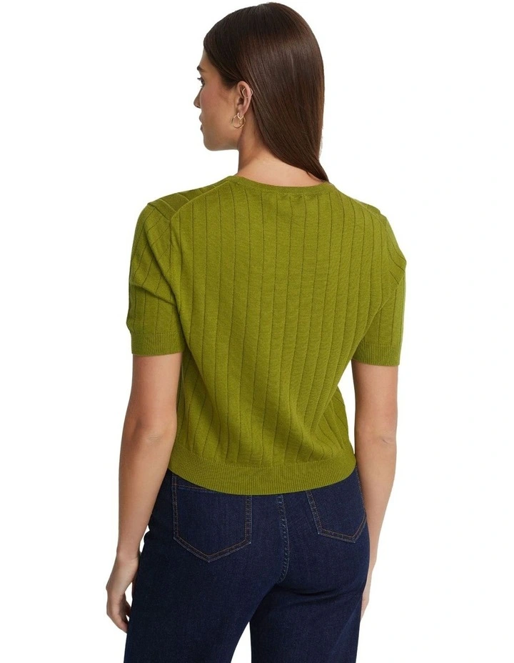 Monica Rib Knit Top in Olive image 2