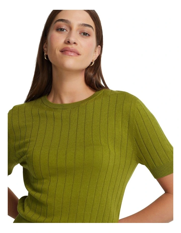 Monica Rib Knit Top in Olive image 3