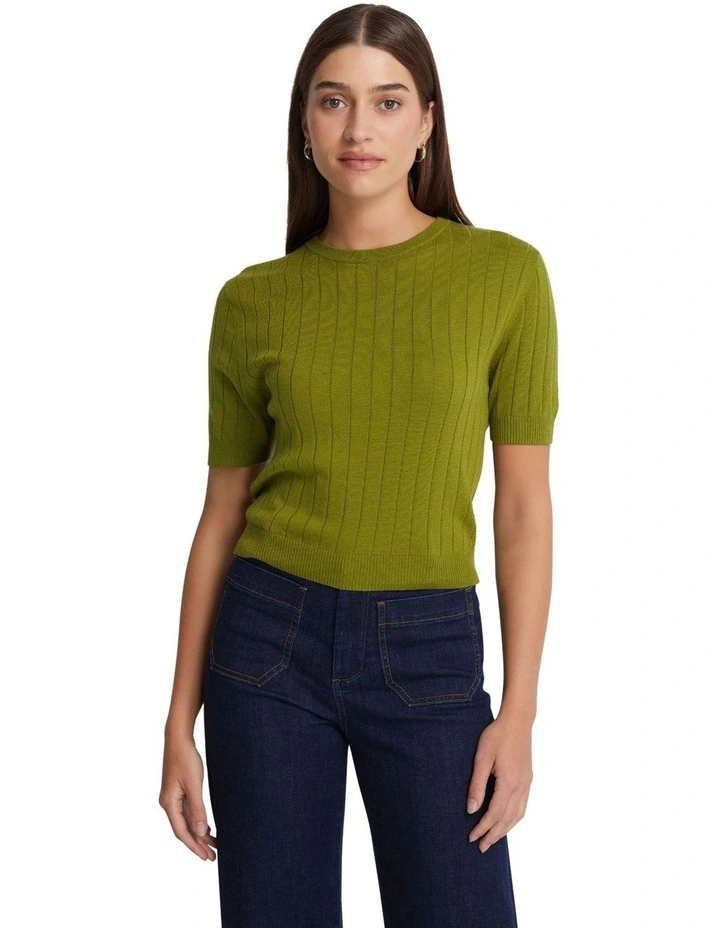 Monica Rib Knit Top in Olive image 4