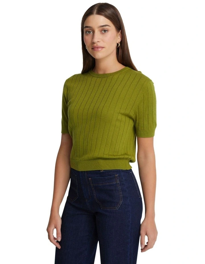 Monica Rib Knit Top in Olive image 6