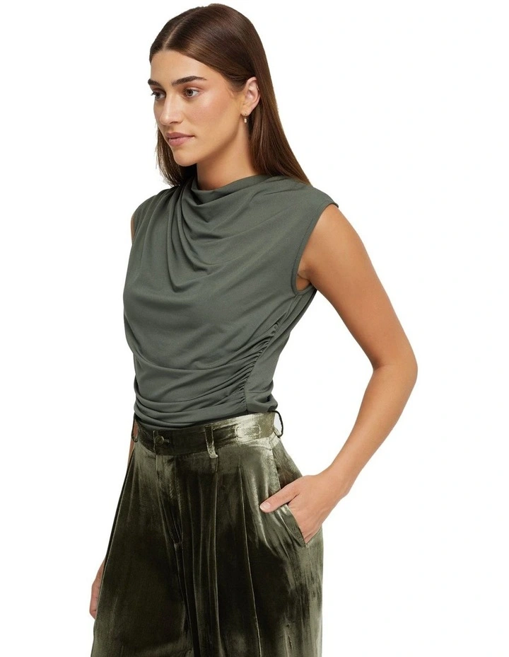 Astrid Jersey Top in Olive image 2