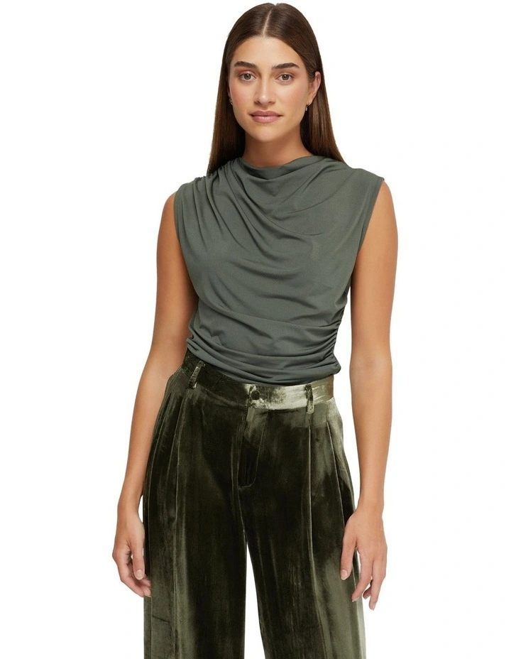 Astrid Jersey Top in Olive image 4