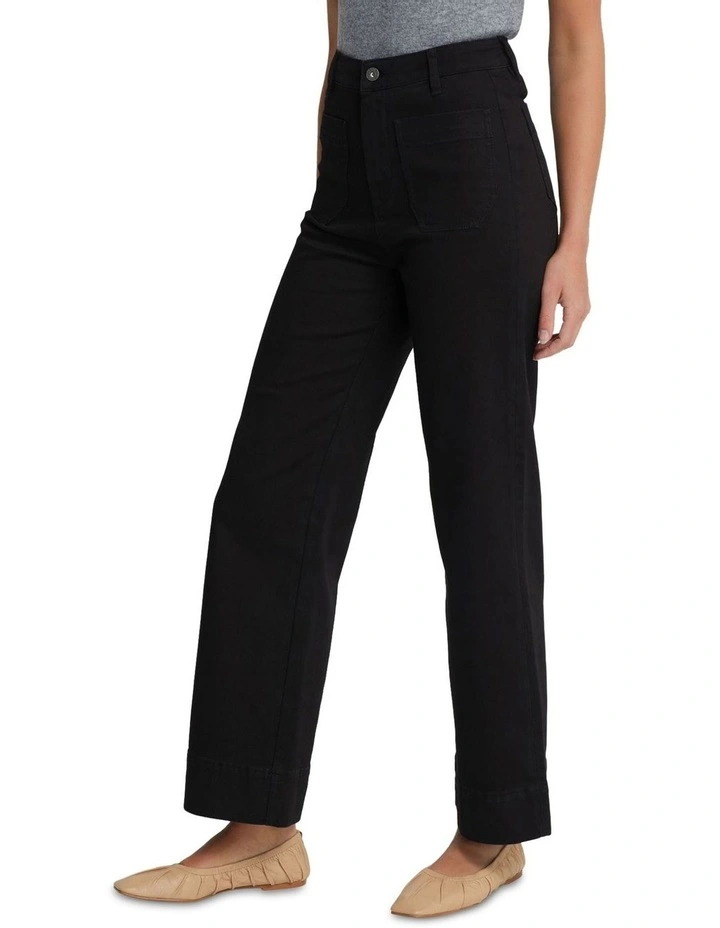Alexa Patch Pocket Wide Leg Jeans in Black image 2