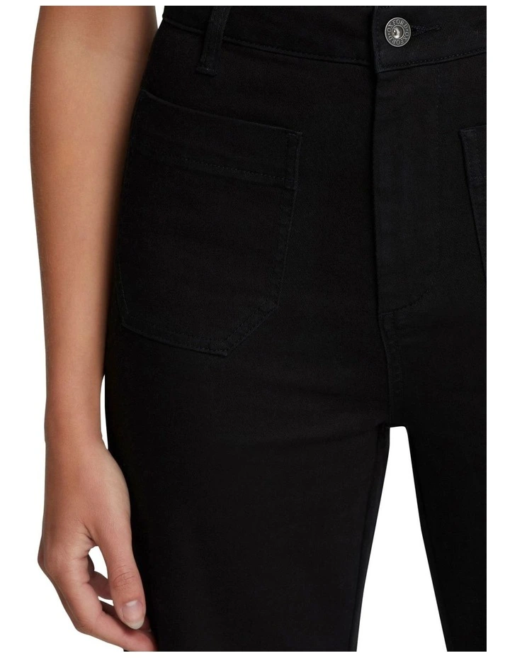 Alexa Patch Pocket Wide Leg Jeans in Black image 6