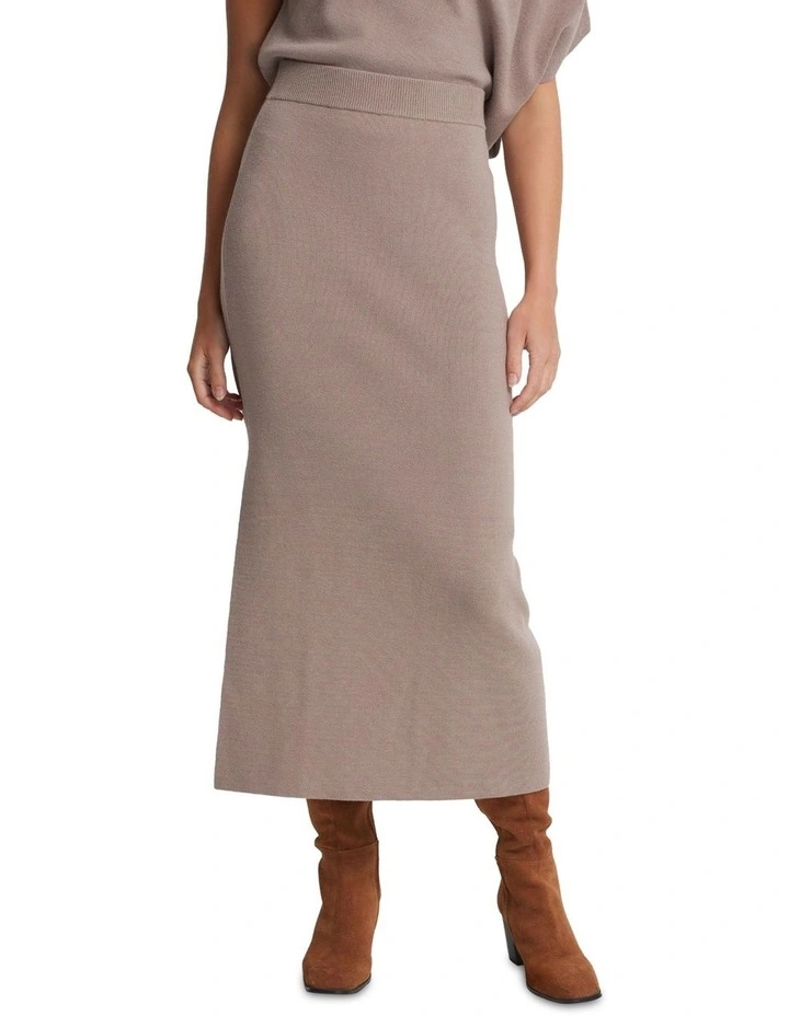 Evie Knitted Skirt in Mocha image 1