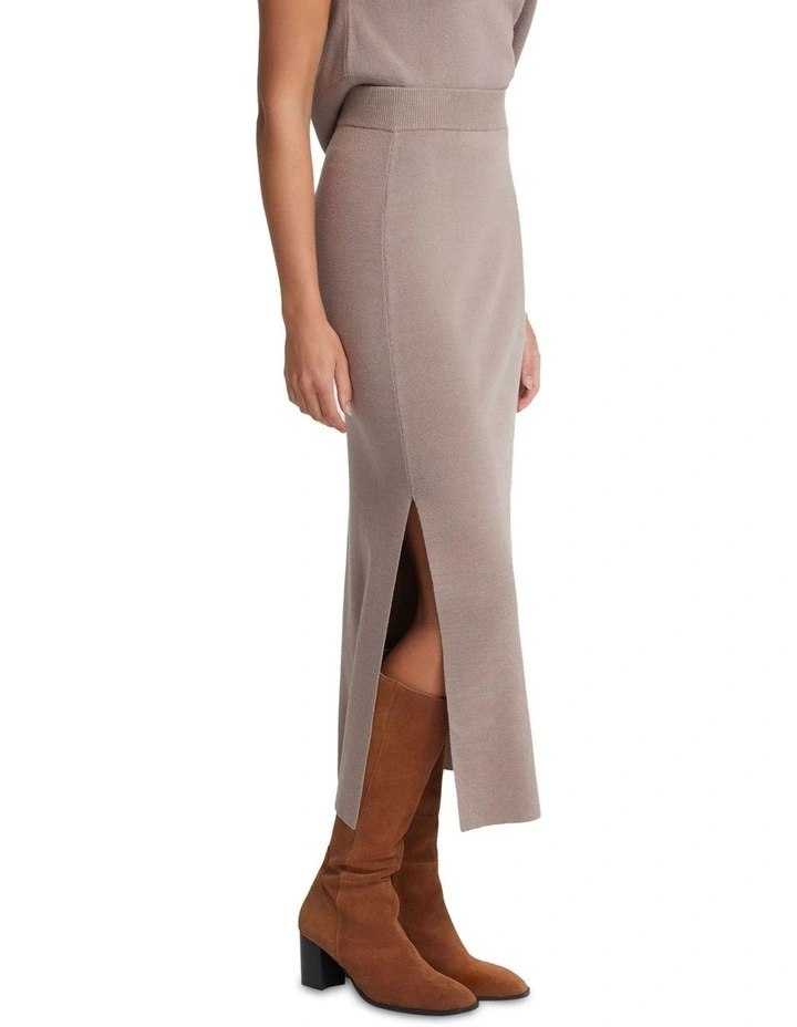Evie Knitted Skirt in Mocha image 2