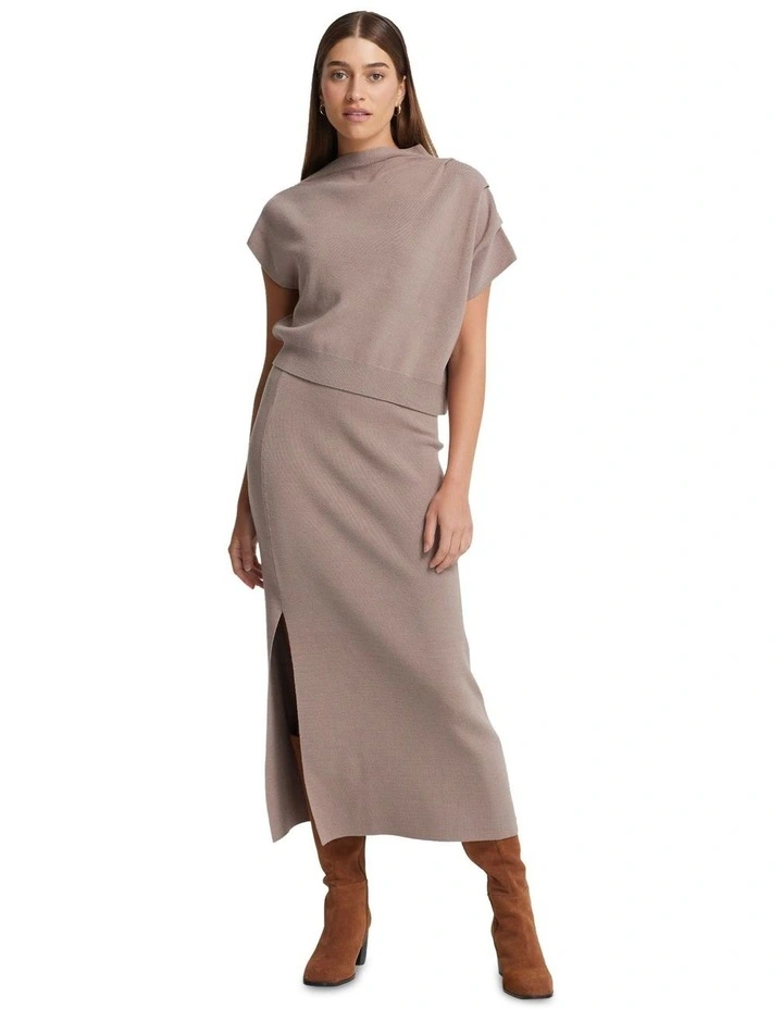 Evie Knitted Skirt in Mocha image 5