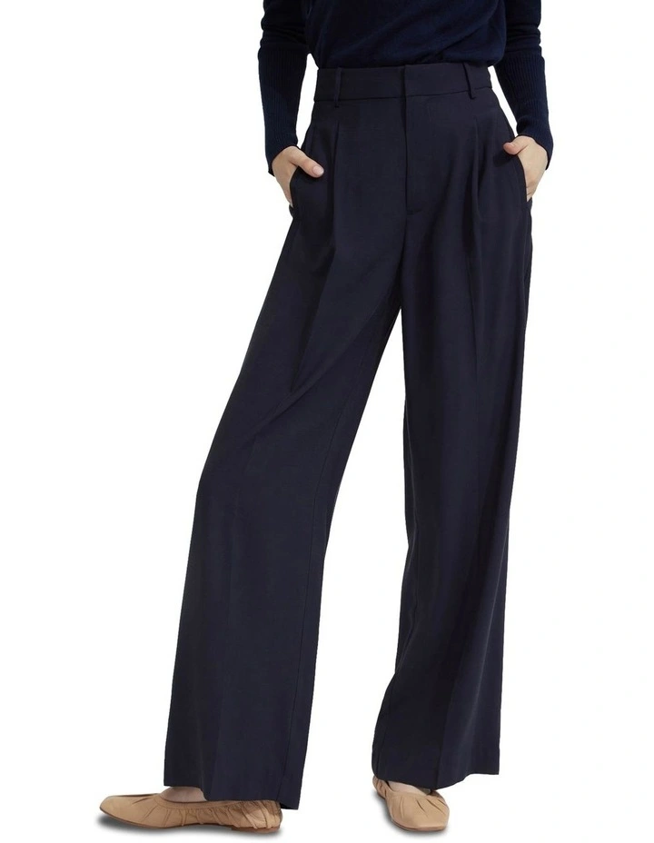 Hazel Wide Leg Trousers in Navy image 1