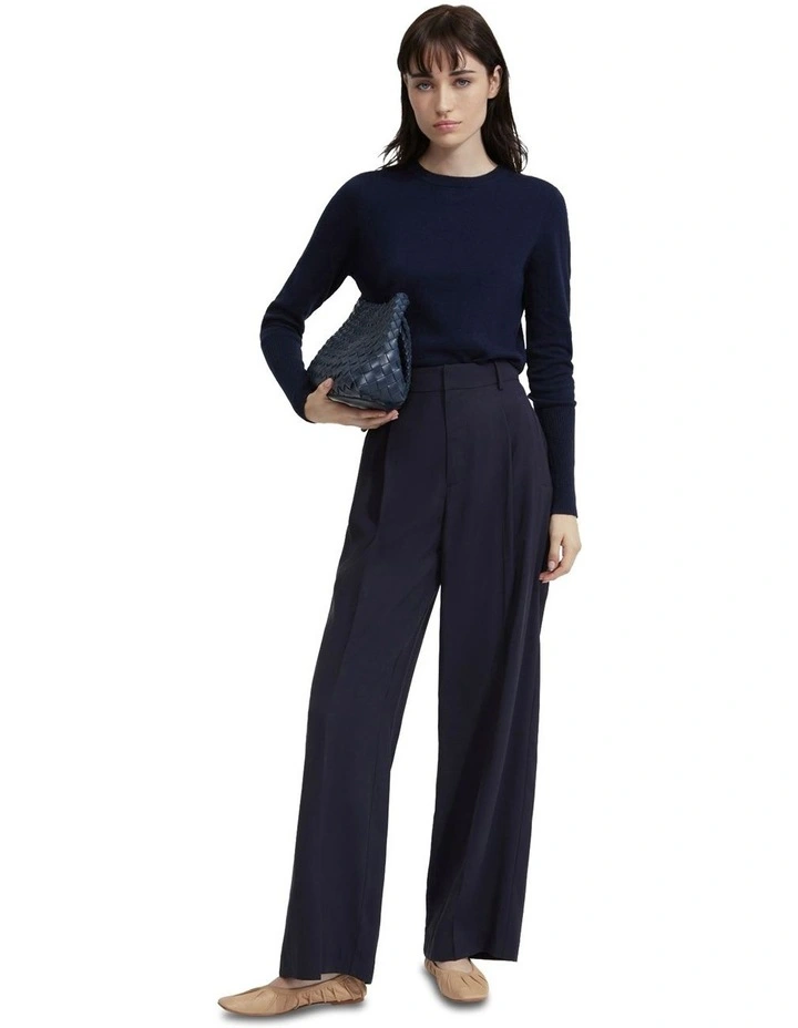 Hazel Wide Leg Trousers in Navy image 5