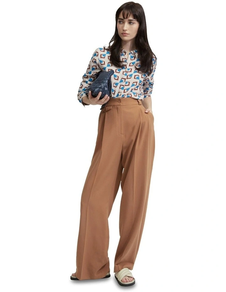 Poppy Geo Print Shirt in Nude/Blue image 1