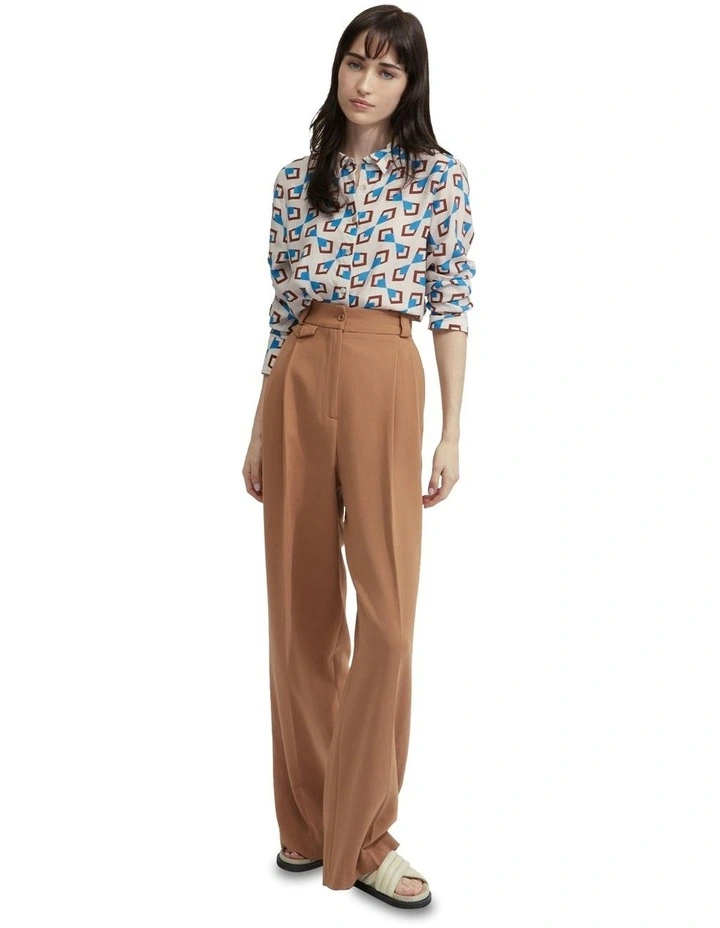 Poppy Geo Print Shirt in Nude/Blue image 2