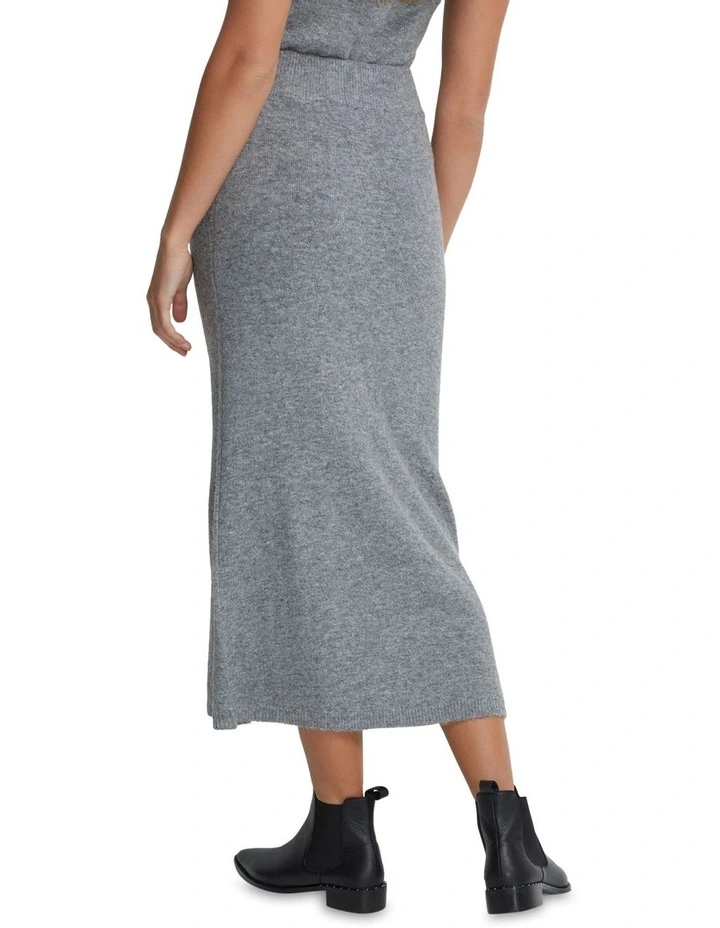 Lisa Yak Blend Knitted Skirt in Grey image 3