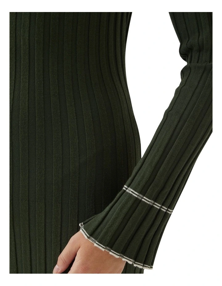 Cara Knitted Dress in Dark Olive image 6