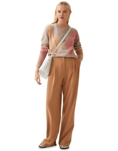 Lowen Argyle V-Neck Knit in Oat