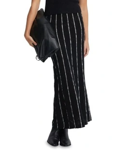 Emily Striped Knit Skirt in Black/Ivory