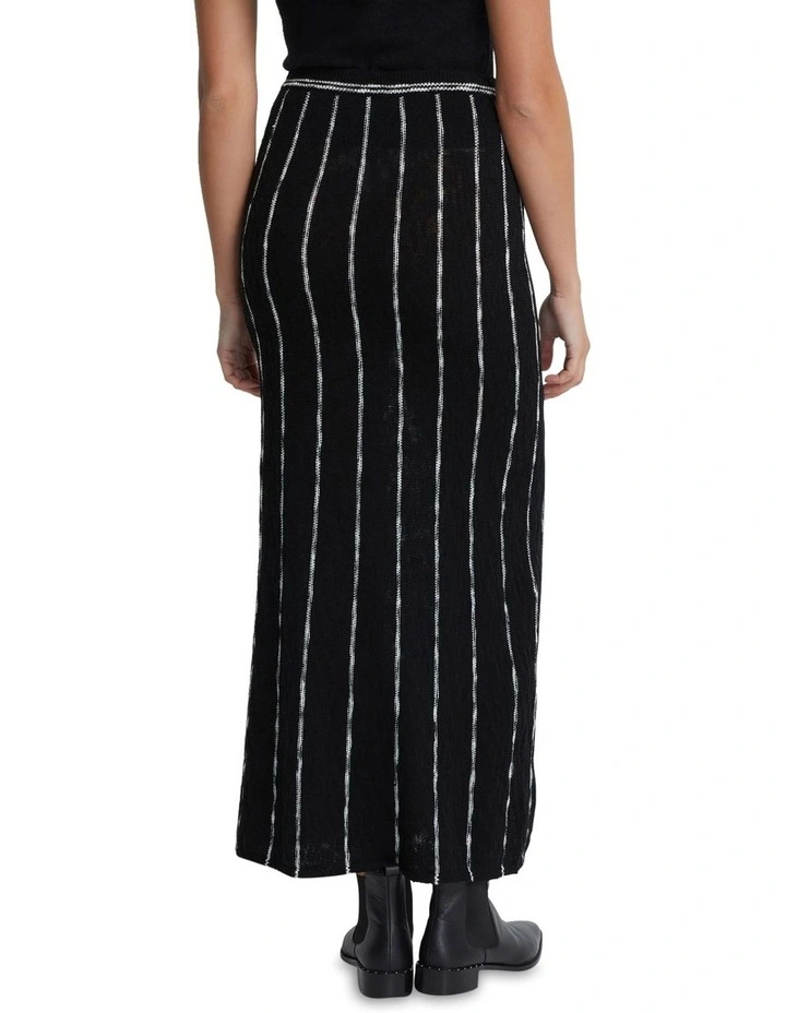 Emily Striped Knit Skirt in Black/Ivory image 3