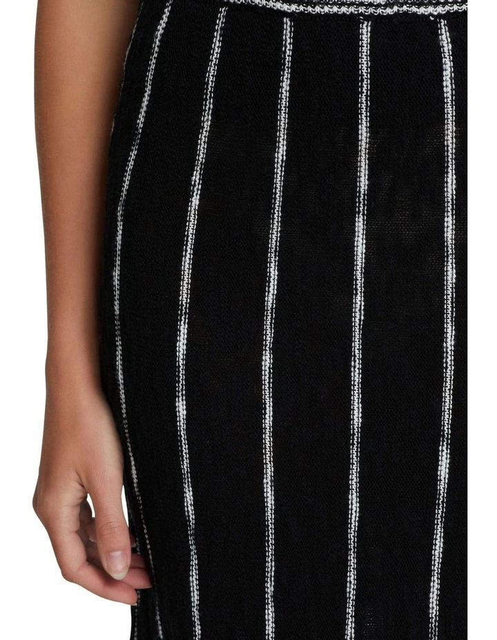 Emily Striped Knit Skirt in Black/Ivory image 6