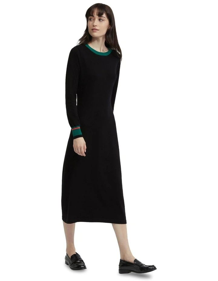 Bridgette Contrast Trim Knit Dress in Black image 2