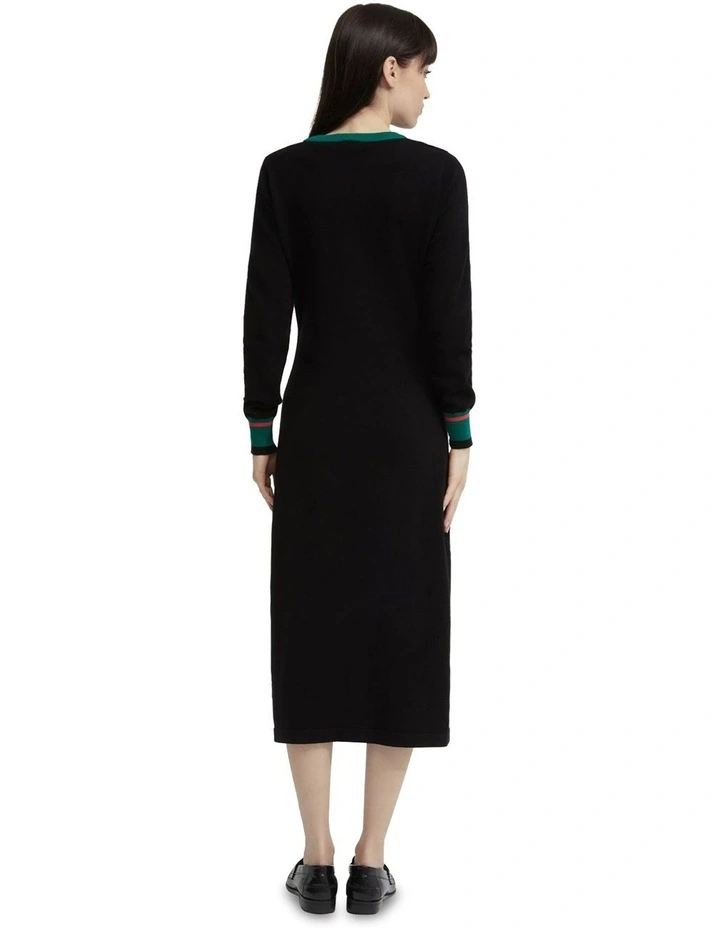 Bridgette Contrast Trim Knit Dress in Black image 3